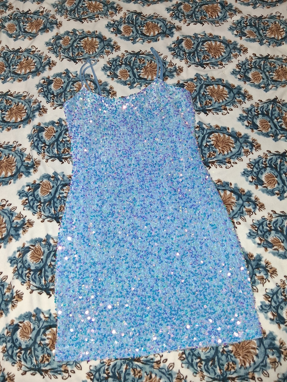 Lucy in the Sky Iridescent Blue Sequin Mini Dress